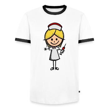 Nurse carer social worker - Men's Ringer Shirt - white/black - Front - AI Model Female 172 light (172cm) & AI Model Male 178 dark (178cm)