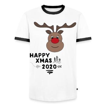 Joyeux Noël 2020 comme autocollant amusant - T-shirt contrasté Homme - blanc/noir - Devant - AI Model Female 172 light (172cm) & AI Model Male 178 dark (178cm)