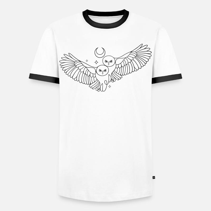Eule Eulen Mond Liebe Infinity - Männer Kontrast-T-Shirt - Weiß/Schwarz