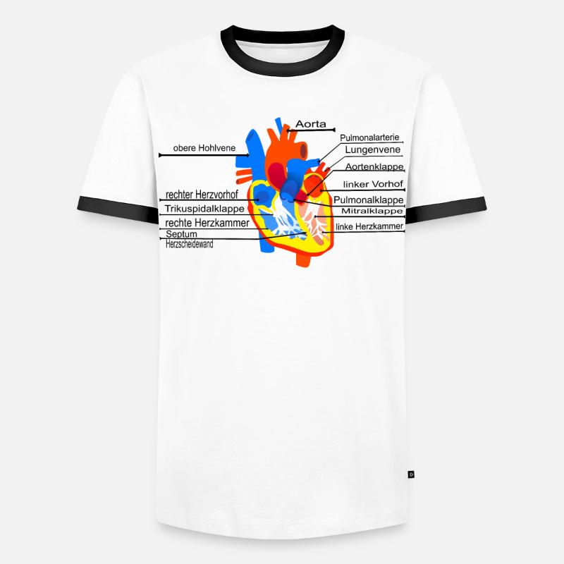 Anatomisches Herz, Cor, - Männer Kontrast-T-Shirt - Weiß/Schwarz