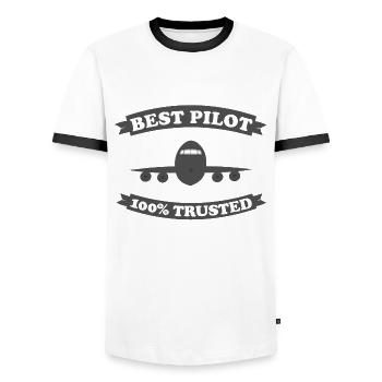 pilote - T-shirt contrasté Homme - blanc/noir - Devant - AI Model Female 172 light (172cm) & AI Model Male 178 dark (178cm)