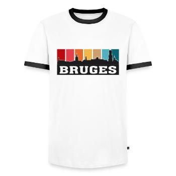Bruges Belgique Voyage Skyline Souvenirs Silhouette - T-shirt contrasté Homme - blanc/noir - Devant - AI Model Female 172 light (172cm) & AI Model Male 178 dark (178cm)