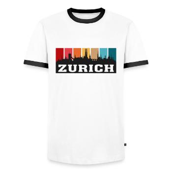 Zürich Schweiz Travel Souvenir City Skyline - Männer Kontrast-T-Shirt - Weiß/Schwarz - Vorne - AI Model Female 172 light (172cm) & AI Model Male 178 dark (178cm)