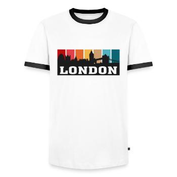 Londres Angleterre Voyage Skyline Souvenir Silhouette - T-shirt contrasté Homme - blanc/noir - Devant - AI Model Female 172 light (172cm) & AI Model Male 178 dark (178cm)