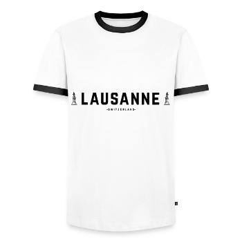 Lausanne Switzerland - Men's Ringer Shirt - white/black - Front - AI Model Female 172 light (172cm) & AI Model Male 178 dark (178cm)