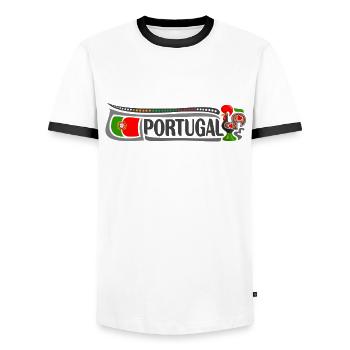 Portugal Travel Souvenir Landmark Portugiesische Flagge - Männer Kontrast-T-Shirt - Weiß/Schwarz - Vorne - AI Model Female 172 light (172cm) & AI Model Male 178 dark (178cm)