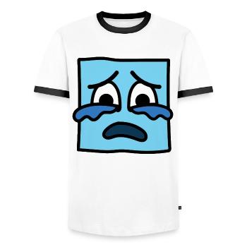 Funny Square Emoji Emoticon Kawaii Expression Face - Men's Ringer Shirt - white/black - Front - AI Model Female 172 light (172cm) & AI Model Male 178 dark (178cm)