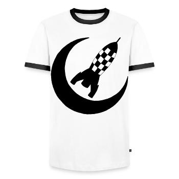 Black rocket and half-moon - Men's Ringer Shirt - white/black - Front - AI Model Female 172 light (172cm) & AI Model Male 178 dark (178cm)
