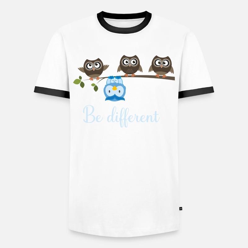 Be Different Eule - Männer Kontrast-T-Shirt - Weiß/Schwarz