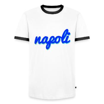 Napoli - T-shirt contrasté Homme - blanc/noir - Devant - AI Model Female 172 light (172cm) & AI Model Male 178 dark (178cm)
