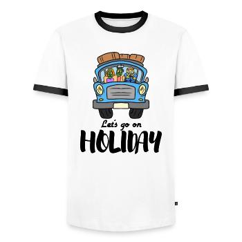 Drôle sort vacances Vacances Voyage voyage - T-shirt contrasté Homme - blanc/noir - Devant - AI Model Female 172 light (172cm) & AI Model Male 178 dark (178cm)