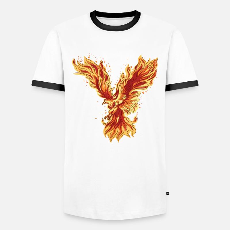 Fiery Phoenix Mythos Design - Men's Ringer Shirt - white/black