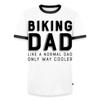 Papa vélo - T-shirt contrasté Homme - blanc/noir - Devant - AI Model Female 172 light (172cm) & AI Model Male 178 dark (178cm)