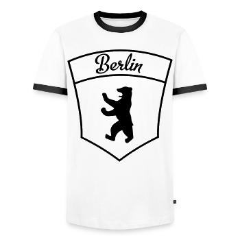 Berlin - T-shirt contrasté Homme - blanc/noir - Devant - AI Model Female 172 light (172cm) & AI Model Male 178 dark (178cm)