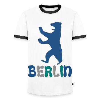 Berlin und Berliner Bär - Männer Kontrast-T-Shirt - Weiß/Schwarz - Vorne - AI Model Female 172 light (172cm) & AI Model Male 178 dark (178cm)