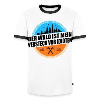 Der Wald ist mein Versteck vor Idioten - Männer Kontrast-T-Shirt - Weiß/Schwarz - Vorne - AI Model Female 172 light (172cm) & AI Model Male 178 dark (178cm)