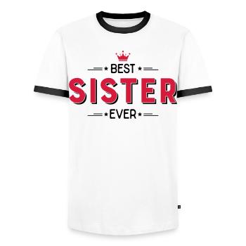 Sœur - T-shirt contrasté Homme - blanc/noir - Devant - AI Model Female 172 light (172cm) & AI Model Male 178 dark (178cm)