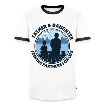 Father and Daughter fishing partner for life - Men's Ringer Shirt - white/black - Front - AI Model Female 172 light (172cm) & AI Model Male 178 dark (178cm)