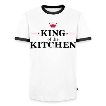 Roi des églises - T-shirt contrasté Homme - blanc/noir - Devant - AI Model Female 172 light (172cm) & AI Model Male 178 dark (178cm)