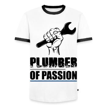 plombier - T-shirt contrasté Homme - blanc/noir - Devant - AI Model Female 172 light (172cm) & AI Model Male 178 dark (178cm)