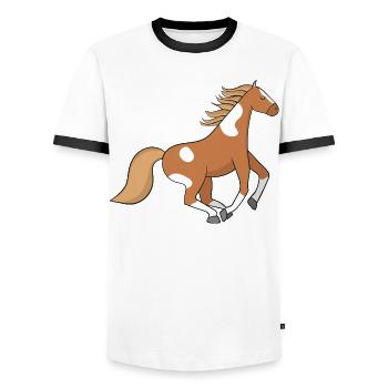Cheval - T-shirt contrasté Homme - blanc/noir - Devant - AI Model Female 172 light (172cm) & AI Model Male 178 dark (178cm)