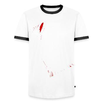 Taches abstraites / ligne / rouge / motif / nature - T-shirt contrasté Homme - blanc/noir - Devant - AI Model Female 172 light (172cm) & AI Model Male 178 dark (178cm)