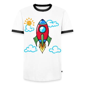 Début de l’école Lancement de l’école - T-shirt contrasté Homme - blanc/noir - Devant - AI Model Female 172 light (172cm) & AI Model Male 178 dark (178cm)