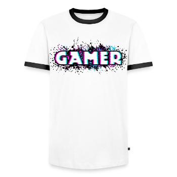 Gamer Gambler Cool Video Games Game Console Nerd - Men's Ringer Shirt - white/black - Front - AI Model Female 172 light (172cm) & AI Model Male 178 dark (178cm)