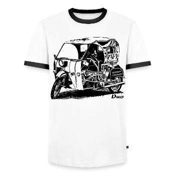 Simson Duo Krause - Men's Ringer Shirt - white/black - Front - AI Model Female 172 light (172cm) & AI Model Male 178 dark (178cm)