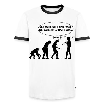 évolution inversée - T-shirt contrasté Homme - blanc/noir - Devant - AI Model Female 172 light (172cm) & AI Model Male 178 dark (178cm)