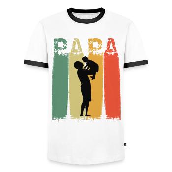 Papa und Sohn das Team Geschenkidee Vatertag - Männer Kontrast-T-Shirt - Weiß/Schwarz - Vorne - AI Model Female 172 light (172cm) & AI Model Male 178 dark (178cm)