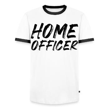 Home Office - Men's Ringer Shirt - white/black - Front - AI Model Female 172 light (172cm) & AI Model Male 178 dark (178cm)