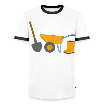 Jardinage - T-shirt contrasté Homme - blanc/noir - Devant - AI Model Female 172 light (172cm) & AI Model Male 178 dark (178cm)