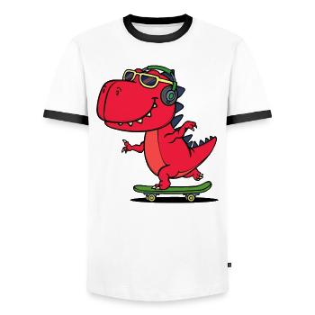 Cool dinosaure Casque Drôle de lunettes de soleil - T-shirt contrasté Homme - blanc/noir - Devant - AI Model Female 172 light (172cm) & AI Model Male 178 dark (178cm)