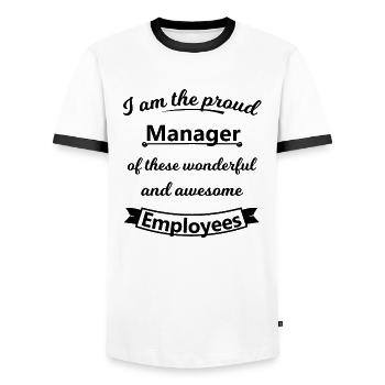 manager - Men's Ringer Shirt - white/black - Front - AI Model Female 172 light (172cm) & AI Model Male 178 dark (178cm)