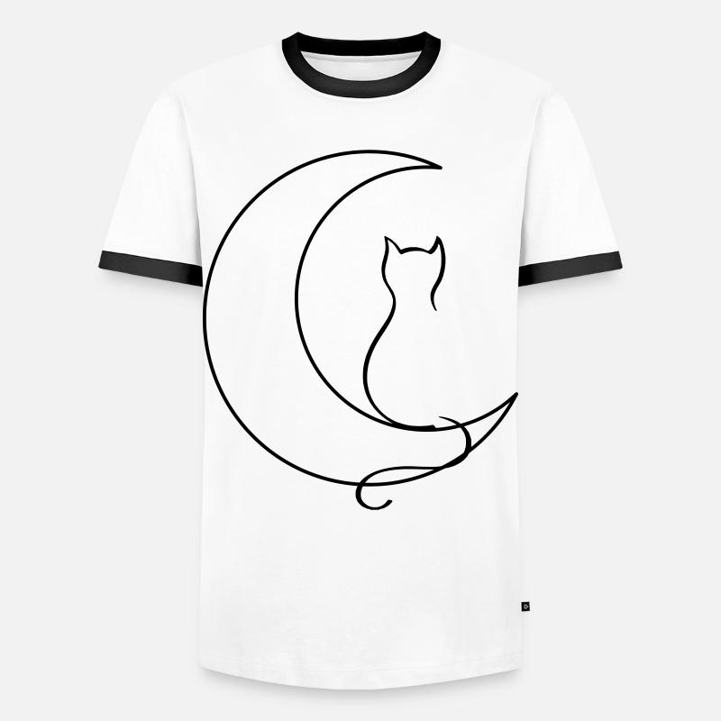 Moon Cat - Men's Ringer Shirt - white/black