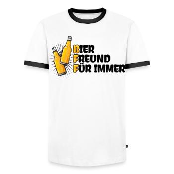 Bier Beste Freunde Lustige Sprüche - Männer Kontrast-T-Shirt - Weiß/Schwarz - Vorne - AI Model Female 172 light (172cm) & AI Model Male 178 dark (178cm)