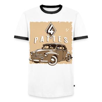 4 LEGS - Men's Ringer Shirt - white/black - Front - AI Model Female 172 light (172cm) & AI Model Male 178 dark (178cm)