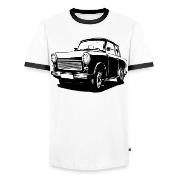 Satellite - Men's Ringer Shirt - white/black - Front - AI Model Female 172 light (172cm) & AI Model Male 178 dark (178cm)