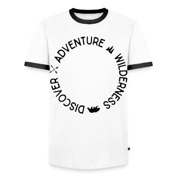 Aventuriers - T-shirt contrasté Homme - blanc/noir - Devant - AI Model Female 172 light (172cm) & AI Model Male 178 dark (178cm)