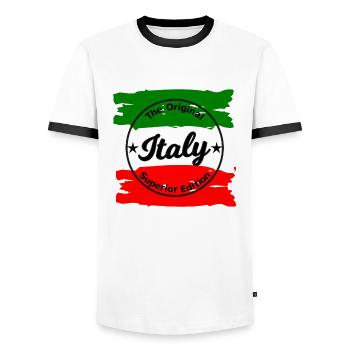 Édition Italienne - T-shirt contrasté Homme - blanc/noir - Devant - AI Model Female 172 light (172cm) & AI Model Male 178 dark (178cm)