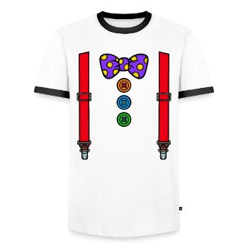 Costume clown carnaval carnaval - T-shirt contrasté Homme - blanc/noir - Devant - AI Model Female 172 light (172cm) & AI Model Male 178 dark (178cm)