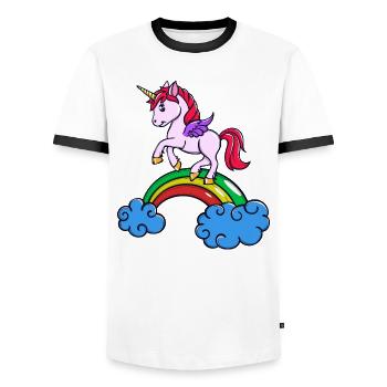 Animal Licorne - T-shirt contrasté Homme - blanc/noir - Devant - AI Model Female 172 light (172cm) & AI Model Male 178 dark (178cm)