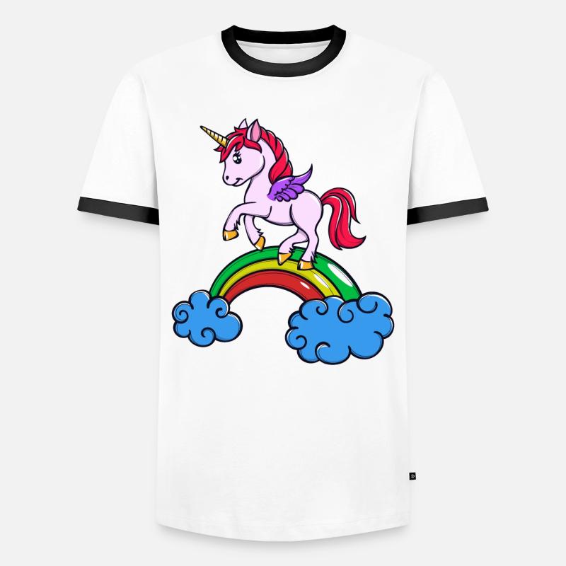 Tier Einhorn - Männer Kontrast-T-Shirt - Weiß/Schwarz