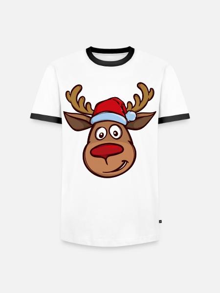 Christmas reindeer face - Men's Ringer Shirt - white/black