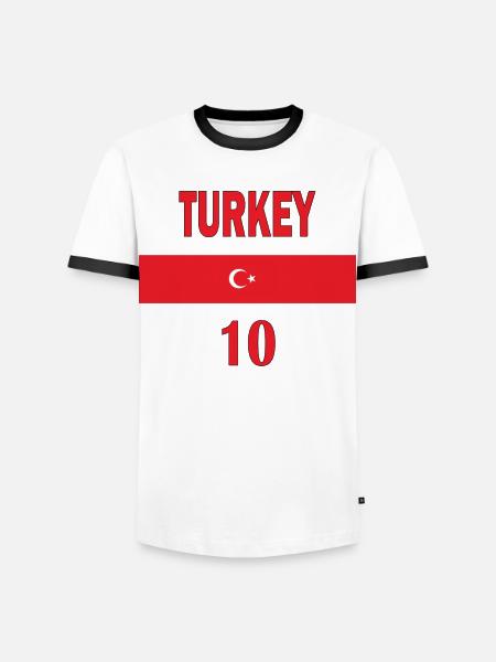 Tyrkiet fodboldhold nummer ti - Herre kontrast-T-shirt - hvid/sort