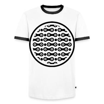 chain cycle bicycle chain team bike - Men's Ringer Shirt - white/black - Front - AI Model Female 172 light (172cm) & AI Model Male 178 dark (178cm)