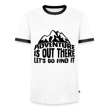 Funny Camping Quotes, Adventure Is Out There Let'S - Men's Ringer Shirt - white/black - Front - AI Model Female 172 light (172cm) & AI Model Male 178 dark (178cm)