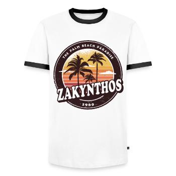 Zakynthos Grèce Vintage Beach Design - T-shirt contrasté Homme - blanc/noir - Devant - AI Model Female 172 light (172cm) & AI Model Male 178 dark (178cm)