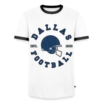 Dallas Football Est 1960 Helmet - Men's Ringer Shirt - white/black - Front - AI Model Female 172 light (172cm) & AI Model Male 178 dark (178cm)